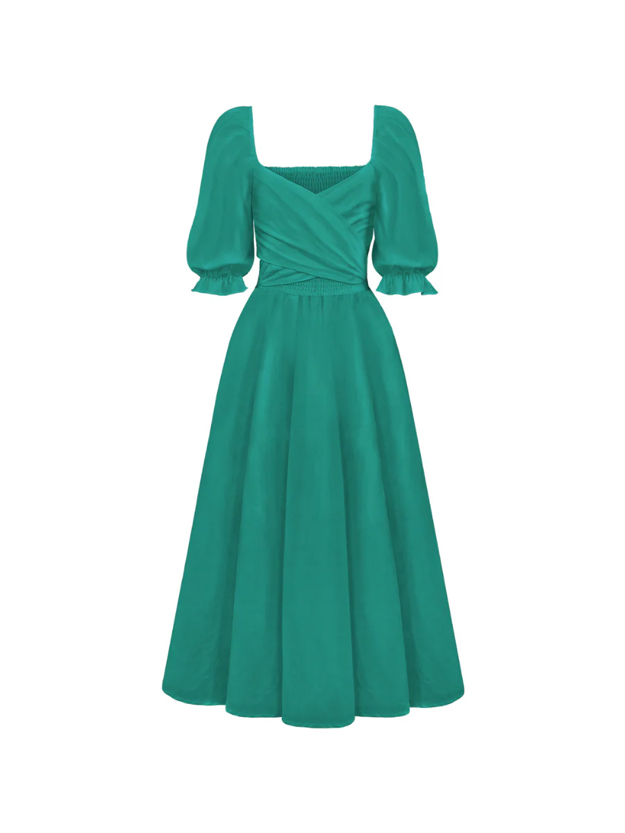 SUNSET SANDS TWO WAY WEARABLE MIDI DRESS - TEAL - Image 7