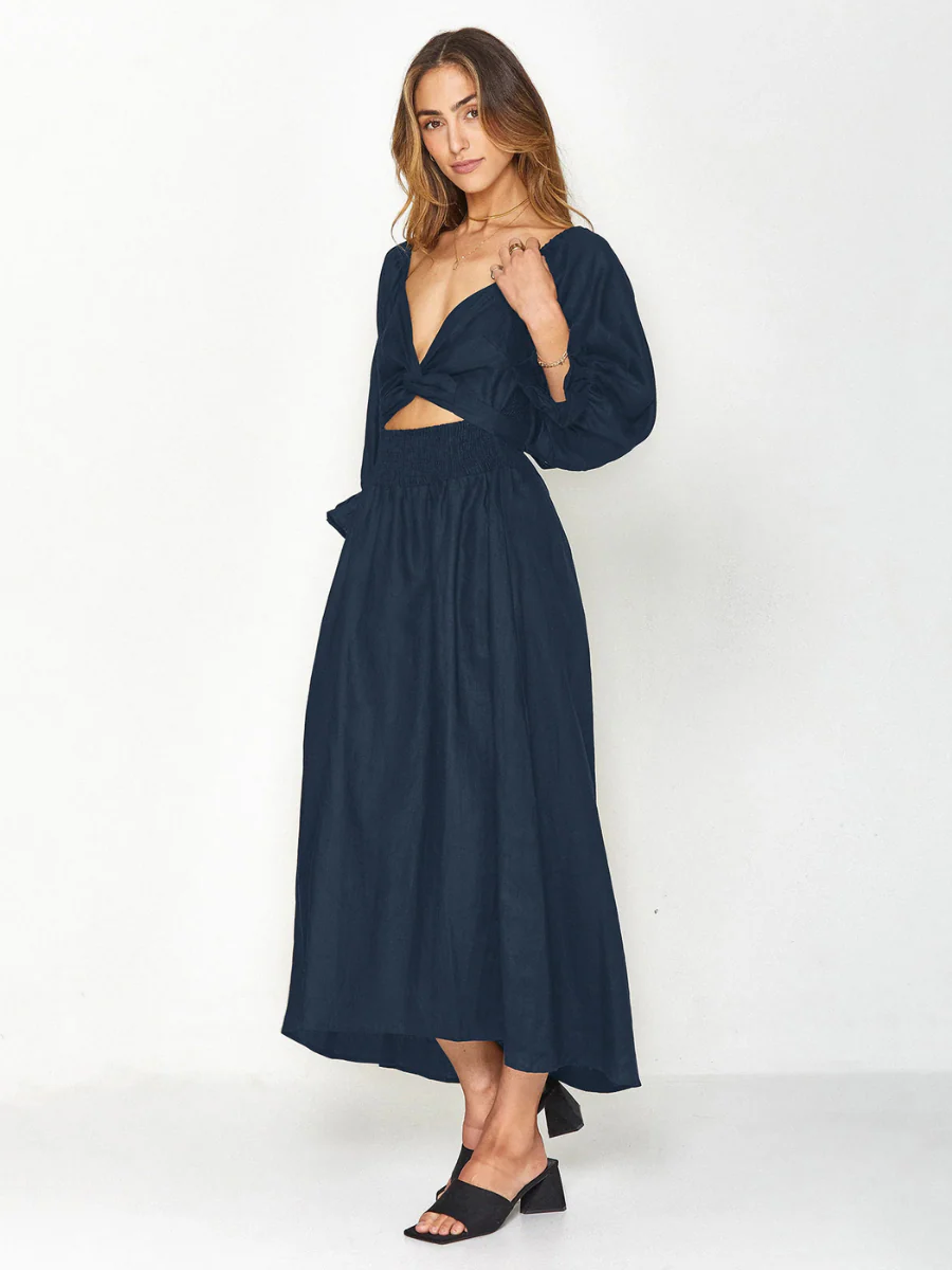 SUNSET SANDS TWO WAY WEARABLE MIDI DRESS - NAVY - Image 4