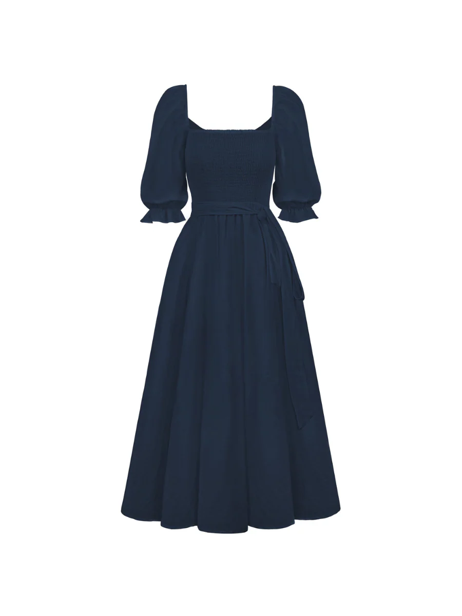 SUNSET SANDS TWO WAY WEARABLE MIDI DRESS - NAVY - Image 6
