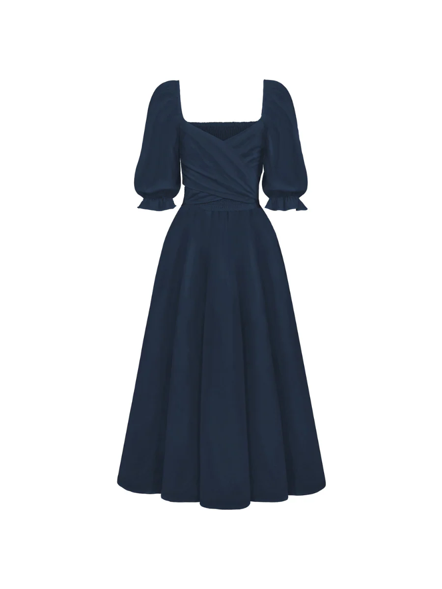 SUNSET SANDS TWO WAY WEARABLE MIDI DRESS - NAVY - Image 7