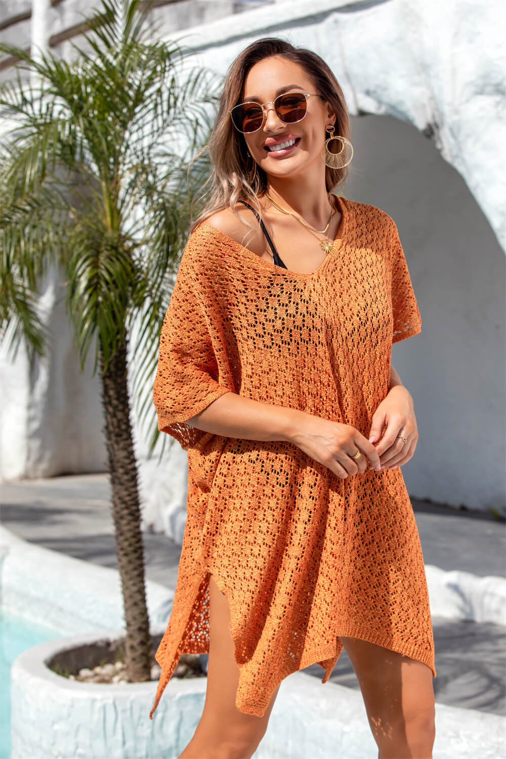 Sunsets Ombre Oversized Knit Sweater - Orange - Image 5