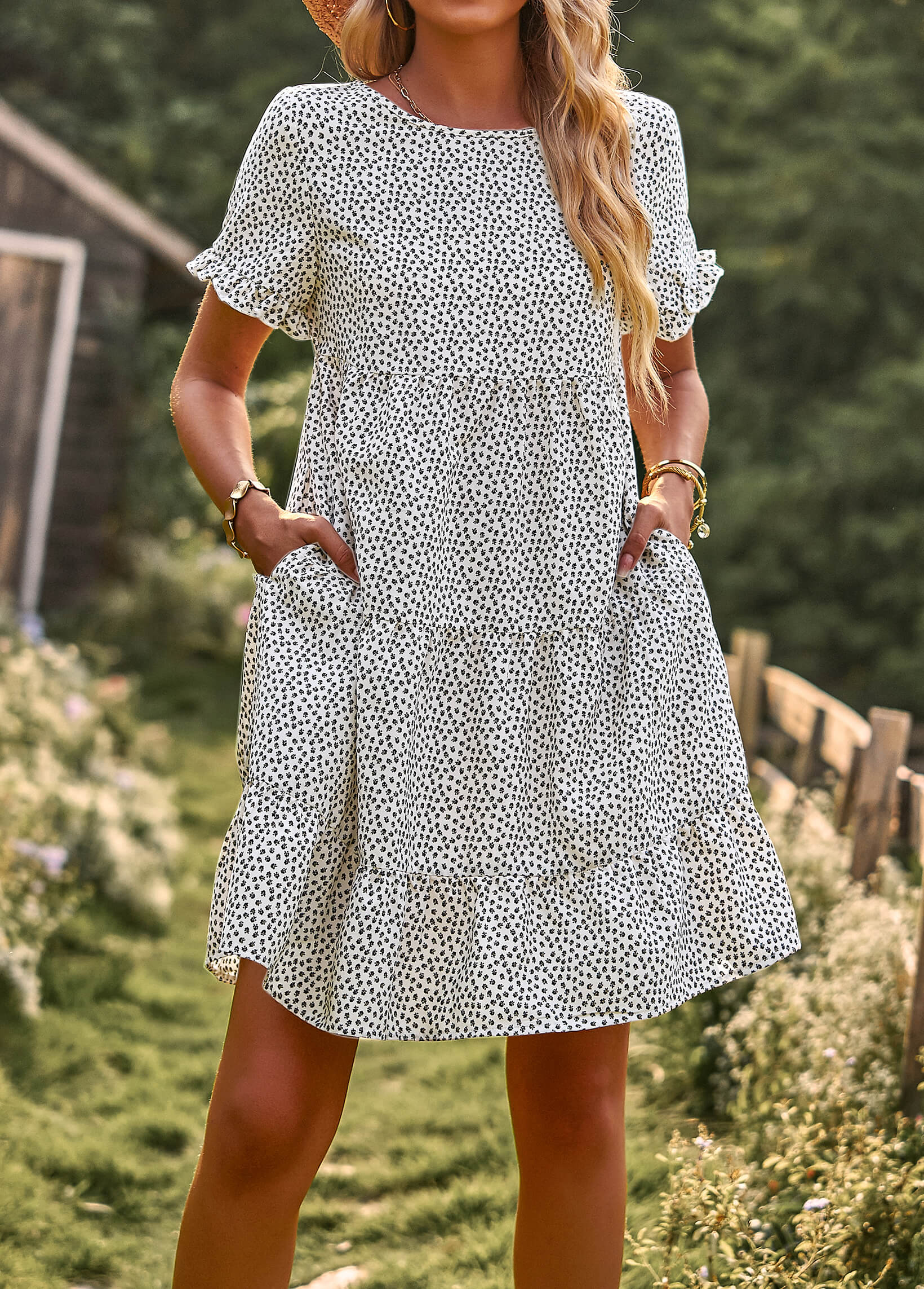 SUNSHINE SPOT MINI DRESS - CREAM - Image 3