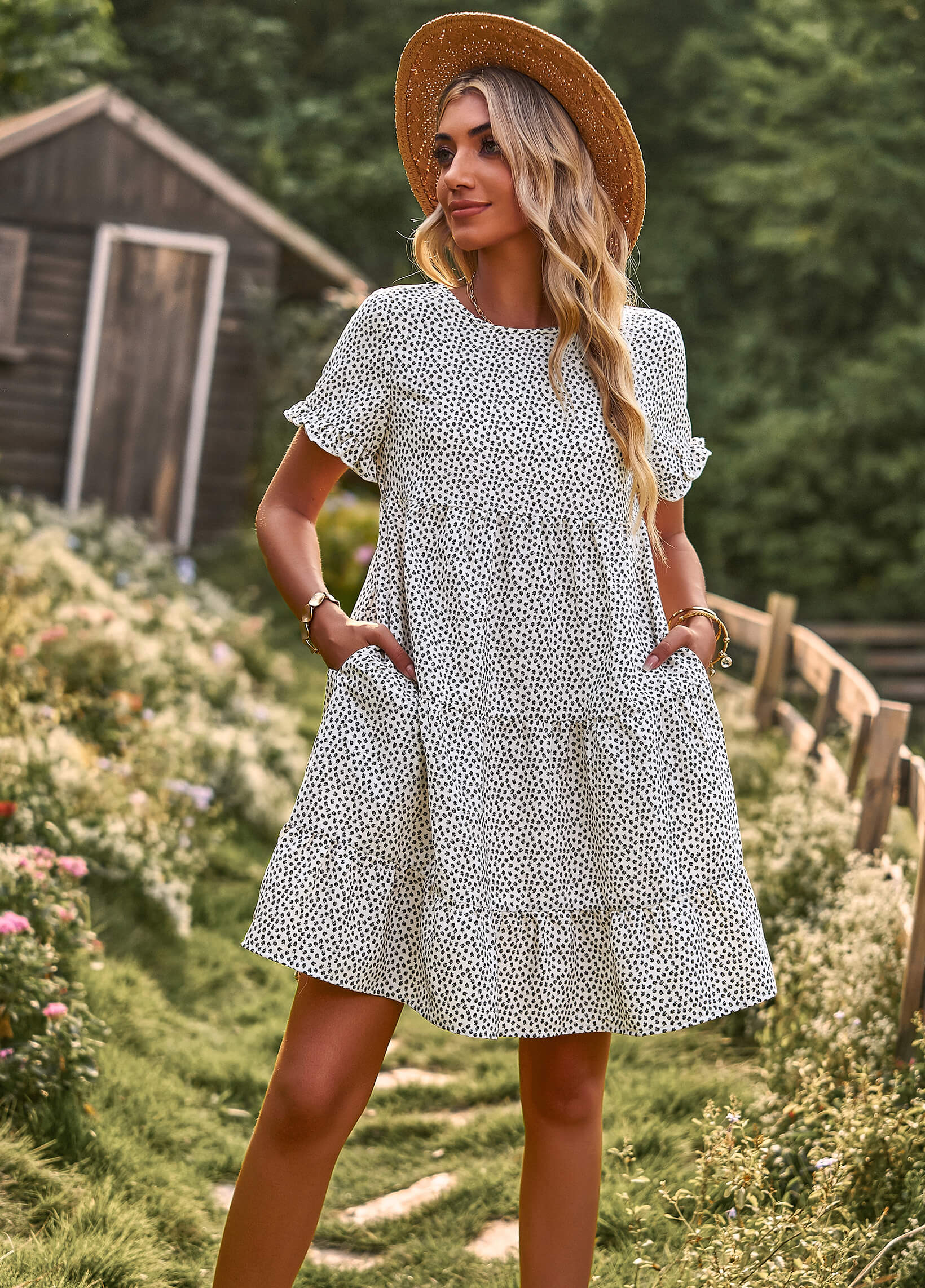 SUNSHINE SPOT MINI DRESS - CREAM - Image 5