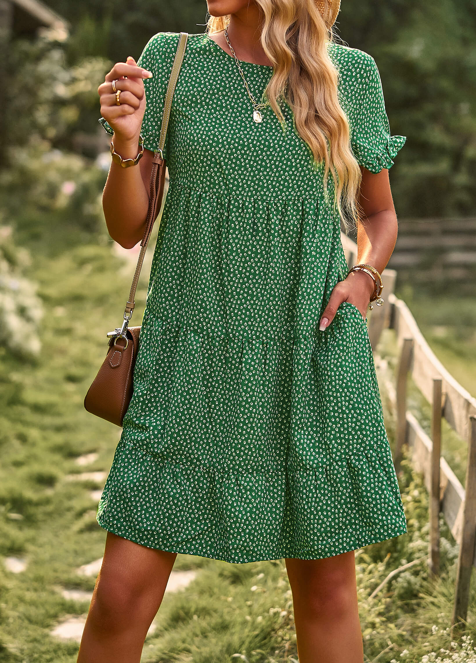 SUNSHINE SPOT MINI DRESS - GREEN - Image 4