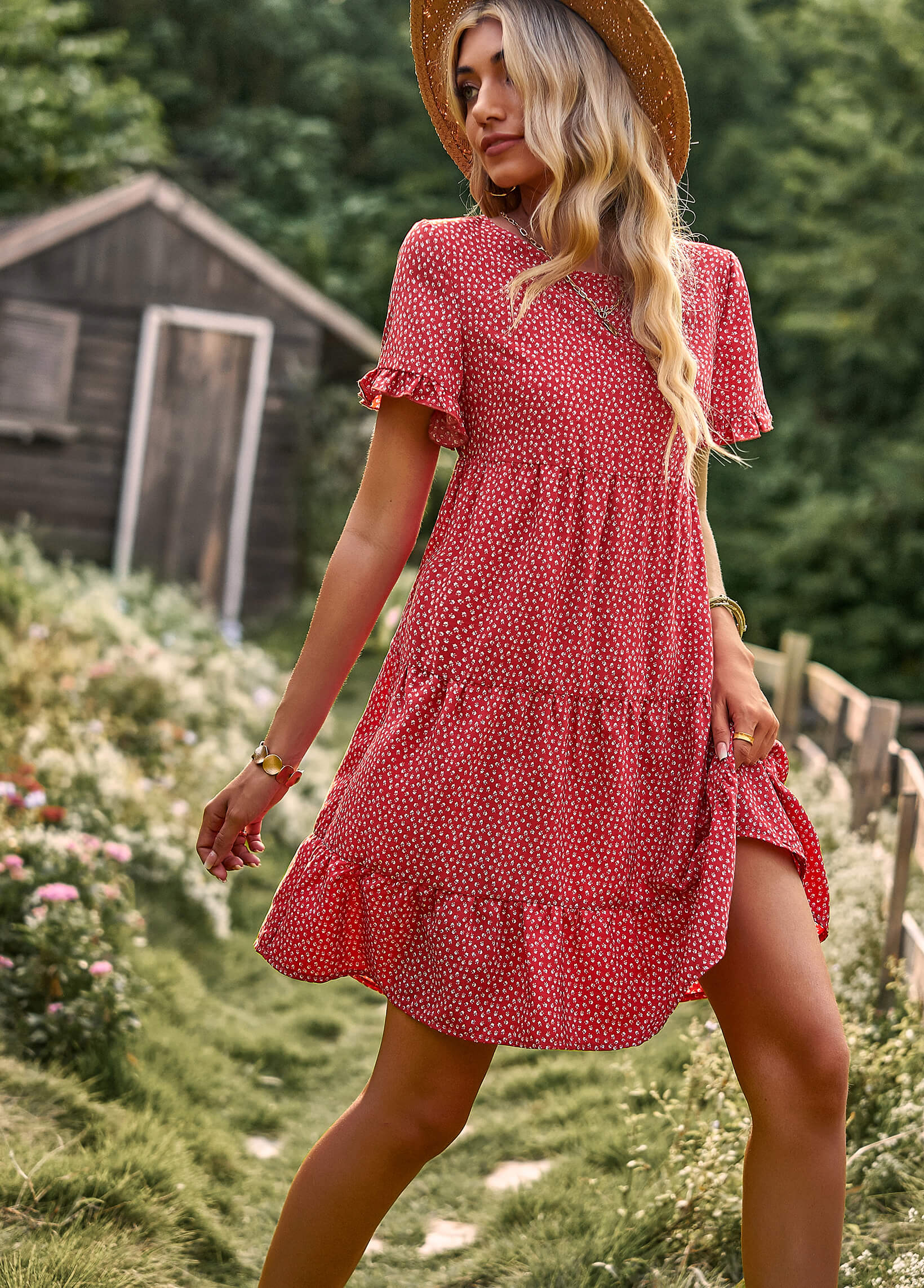 SUNSHINE SPOT MINI DRESS - RED - Image 3