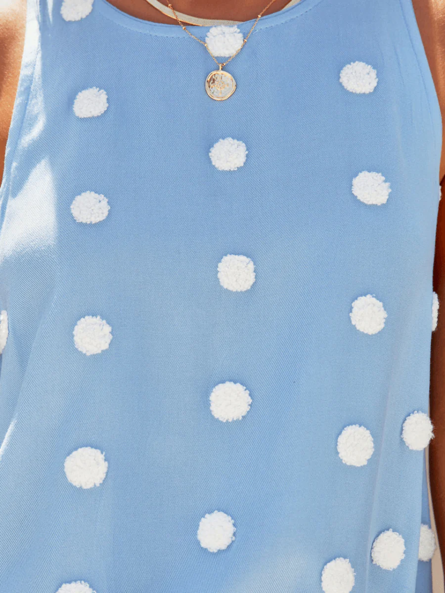 SURF SEASON KNIT POLKA DOT PATTERN TANK - BLUE - Image 6