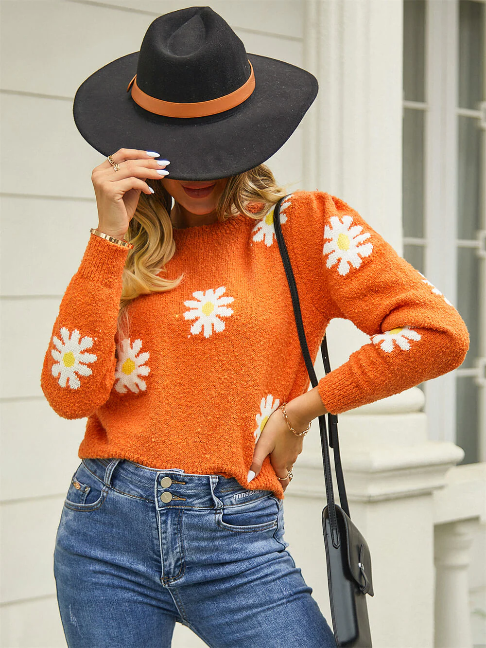 Sweeney Daisy Knitted Sweater - Orange - Image 5
