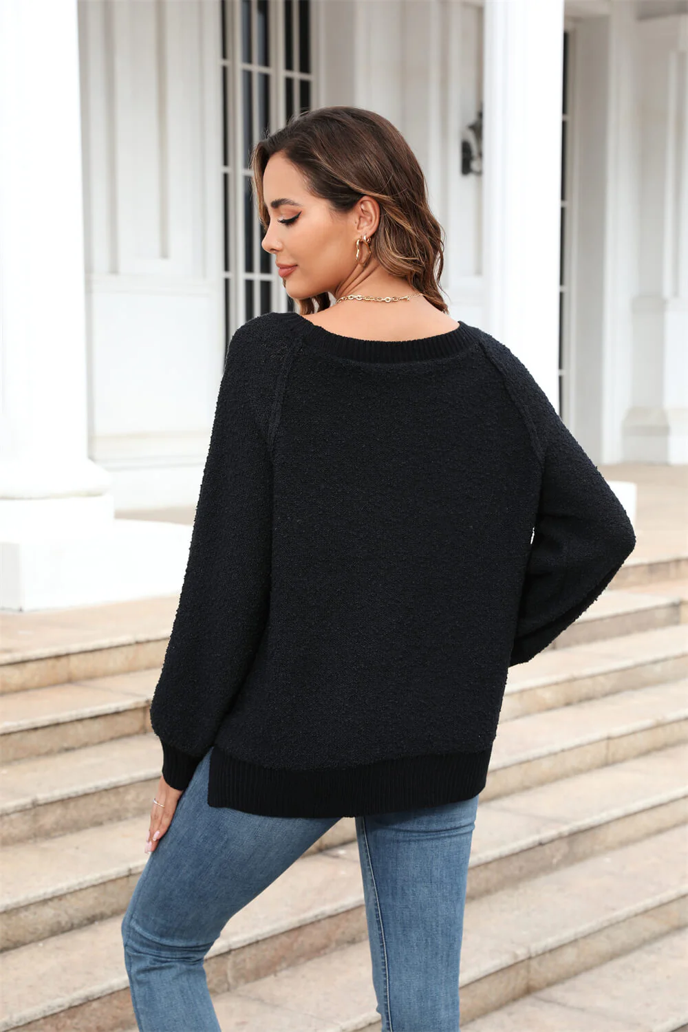 Sweet Moment Knit Pullover Sweater - Black - Image 3