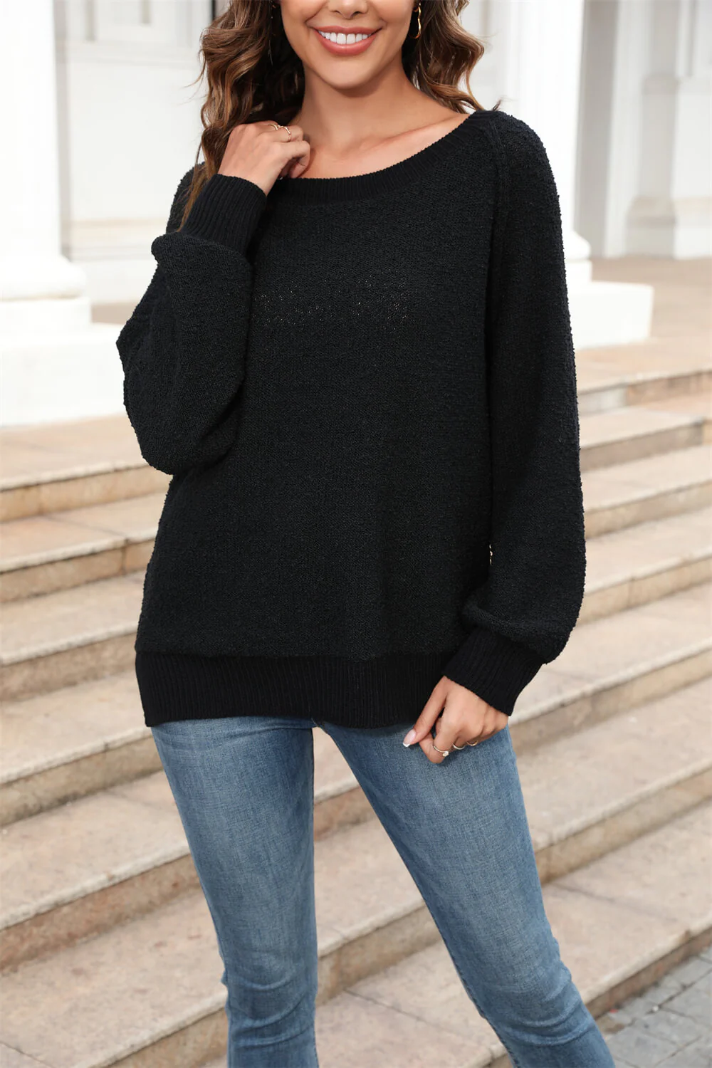 Sweet Moment Knit Pullover Sweater - Black - Image 6