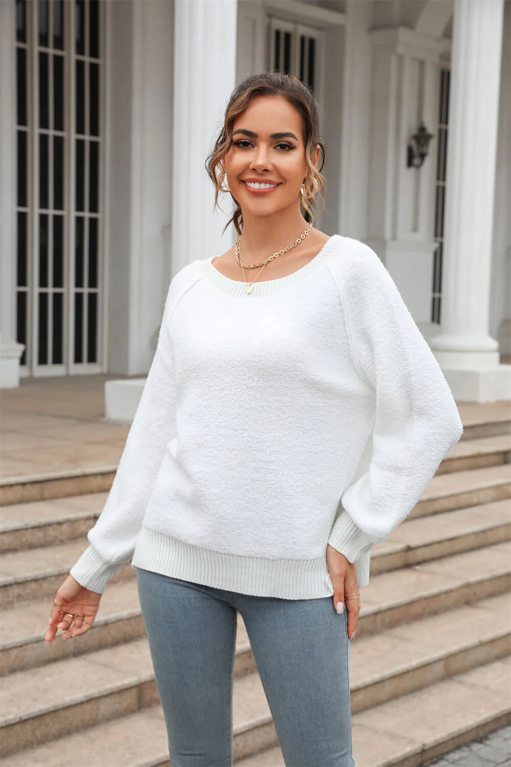 Sweet Moment Knit Pullover Sweater - White - Image 4