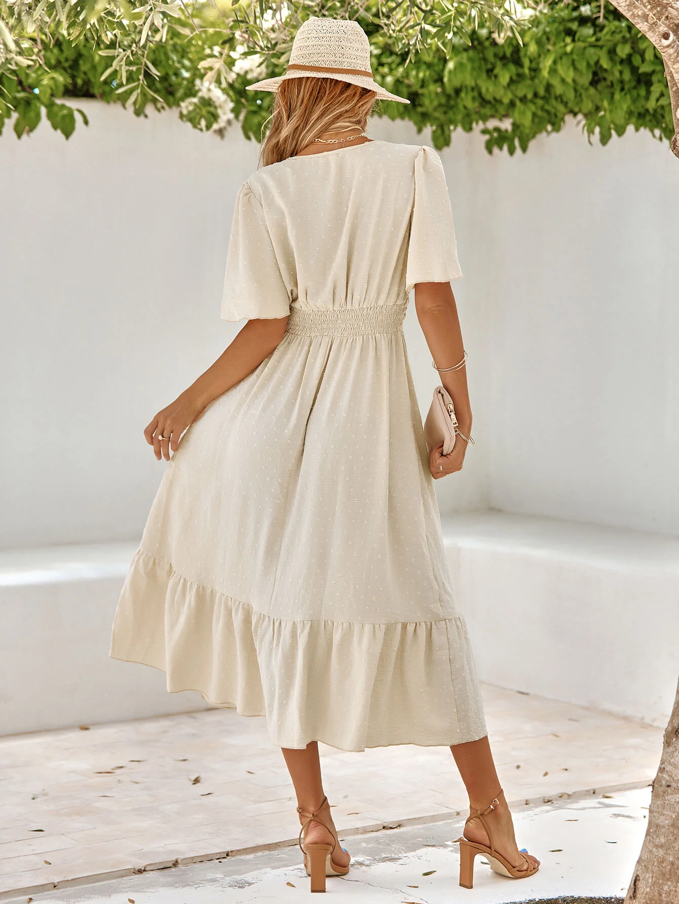 SWEETEST ONE POPPIES SHORT SLEEVE MAXI DRESS - BEIGE - Image 3