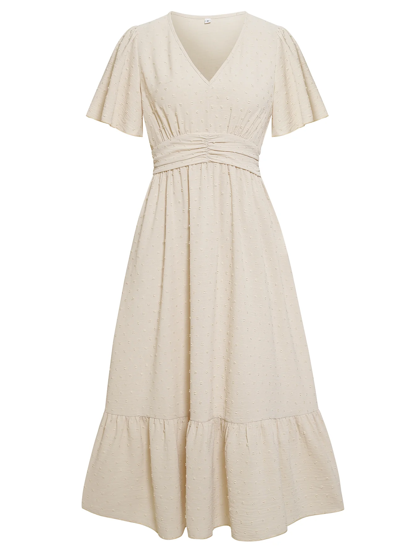 SWEETEST ONE POPPIES SHORT SLEEVE MAXI DRESS - BEIGE - Image 7
