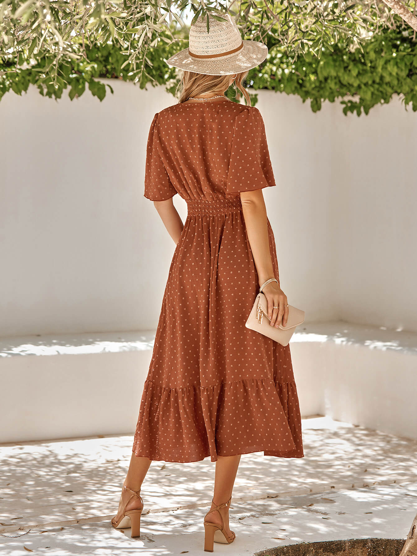 SWEETEST ONE POPPIES SHORT SLEEVE MAXI DRESS - BRICK - Image 3