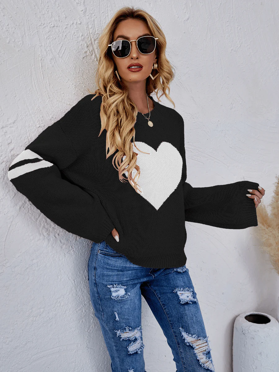 Sweetie With Heart Pullover Knit Sweater