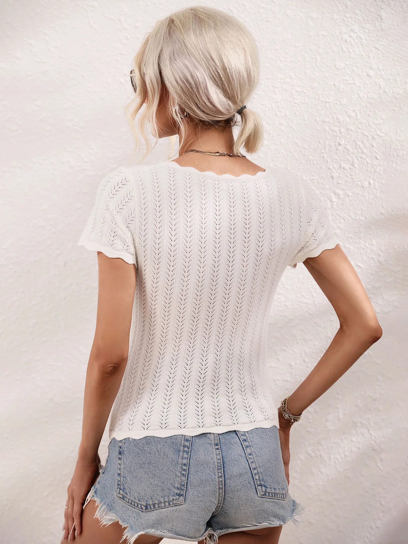 TALIA SHORT SLEEVE KNIT TOP - BEIGE - Image 5