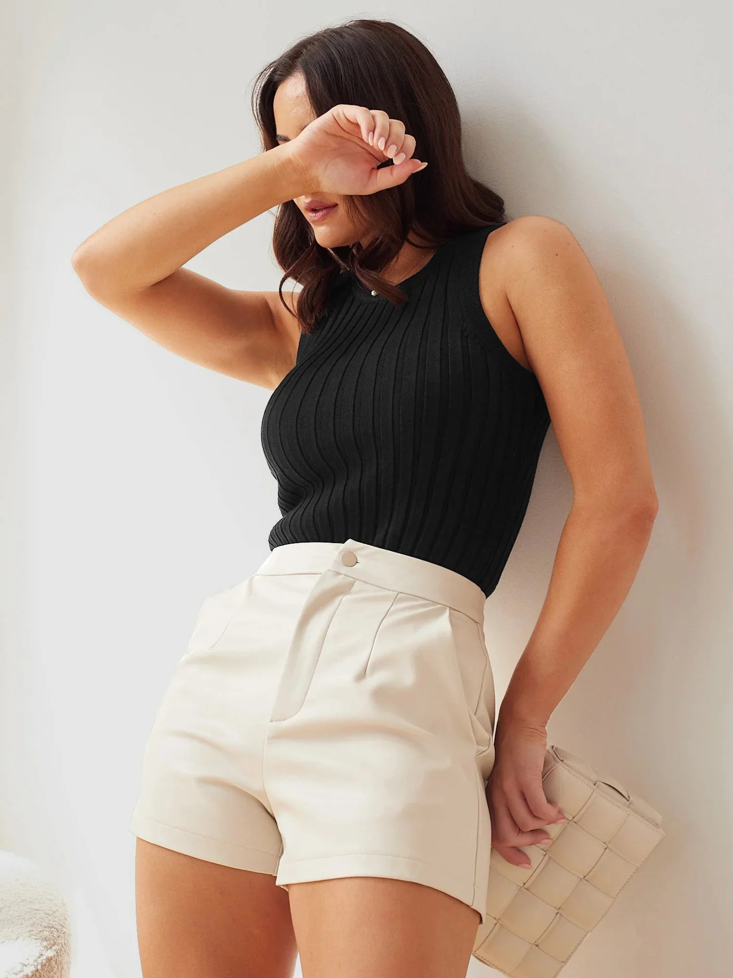 TALIA THREAD KNIT TANK - BLACK - Image 3