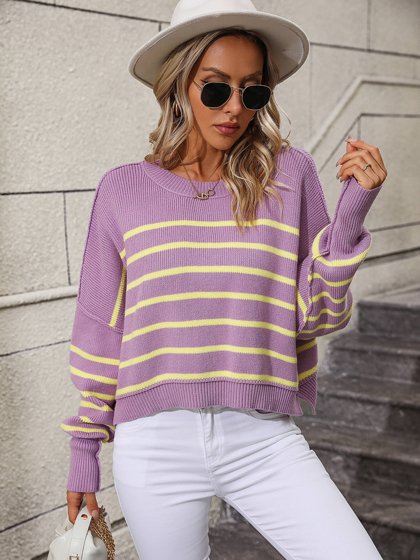 Talilah Stripe Knit Top - Lavender - Image 2