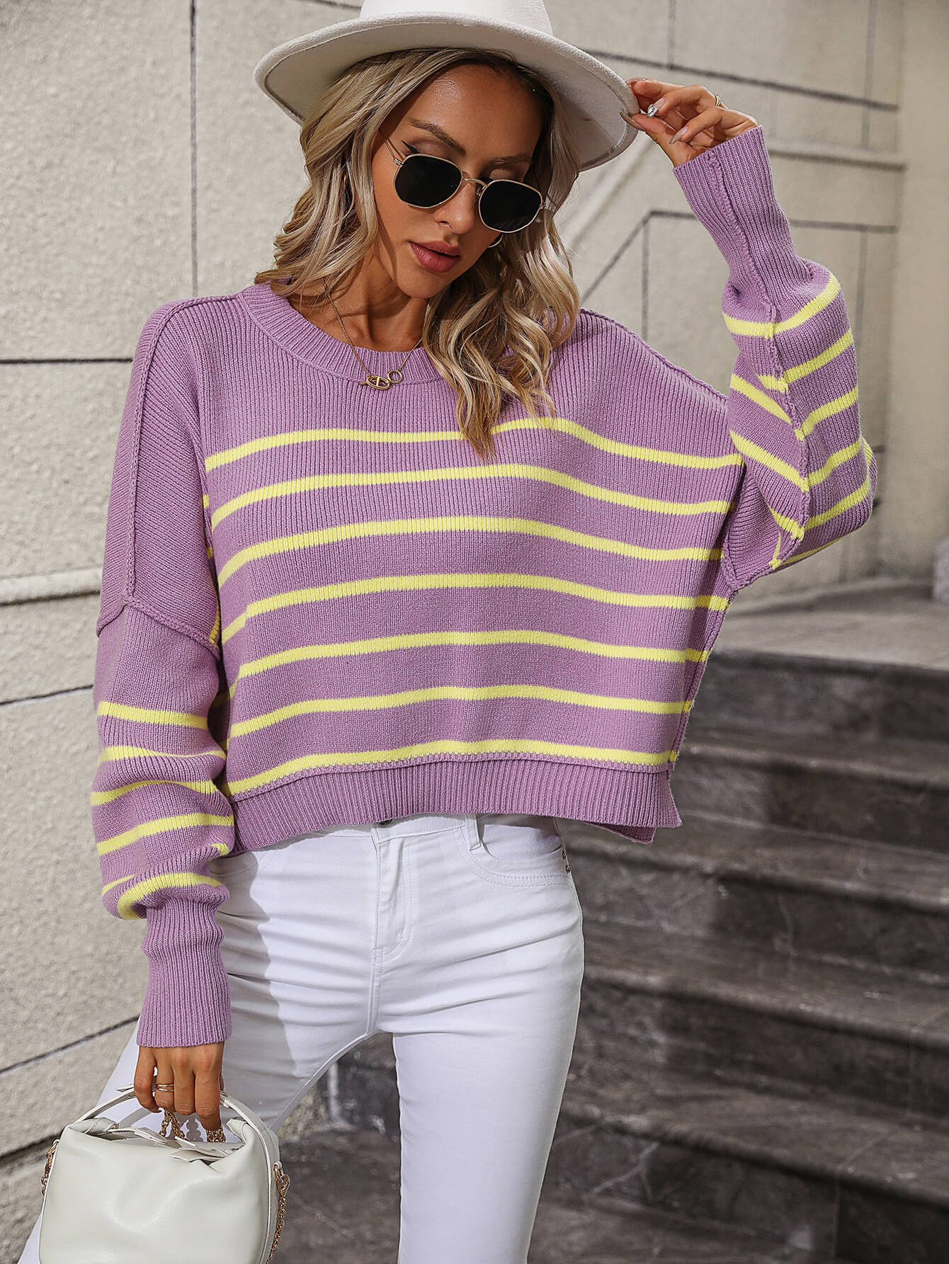 Talilah Stripe Knit Top - Lavender - Image 4