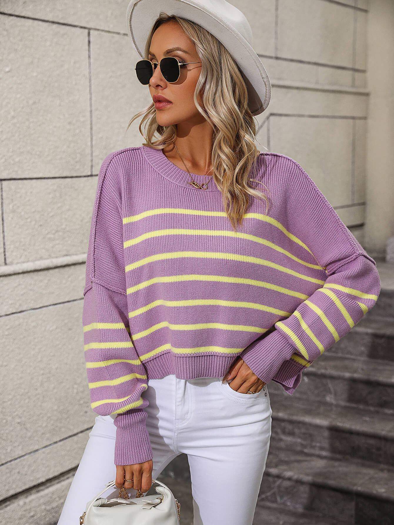 Talilah Stripe Knit Top - Lavender - Image 5