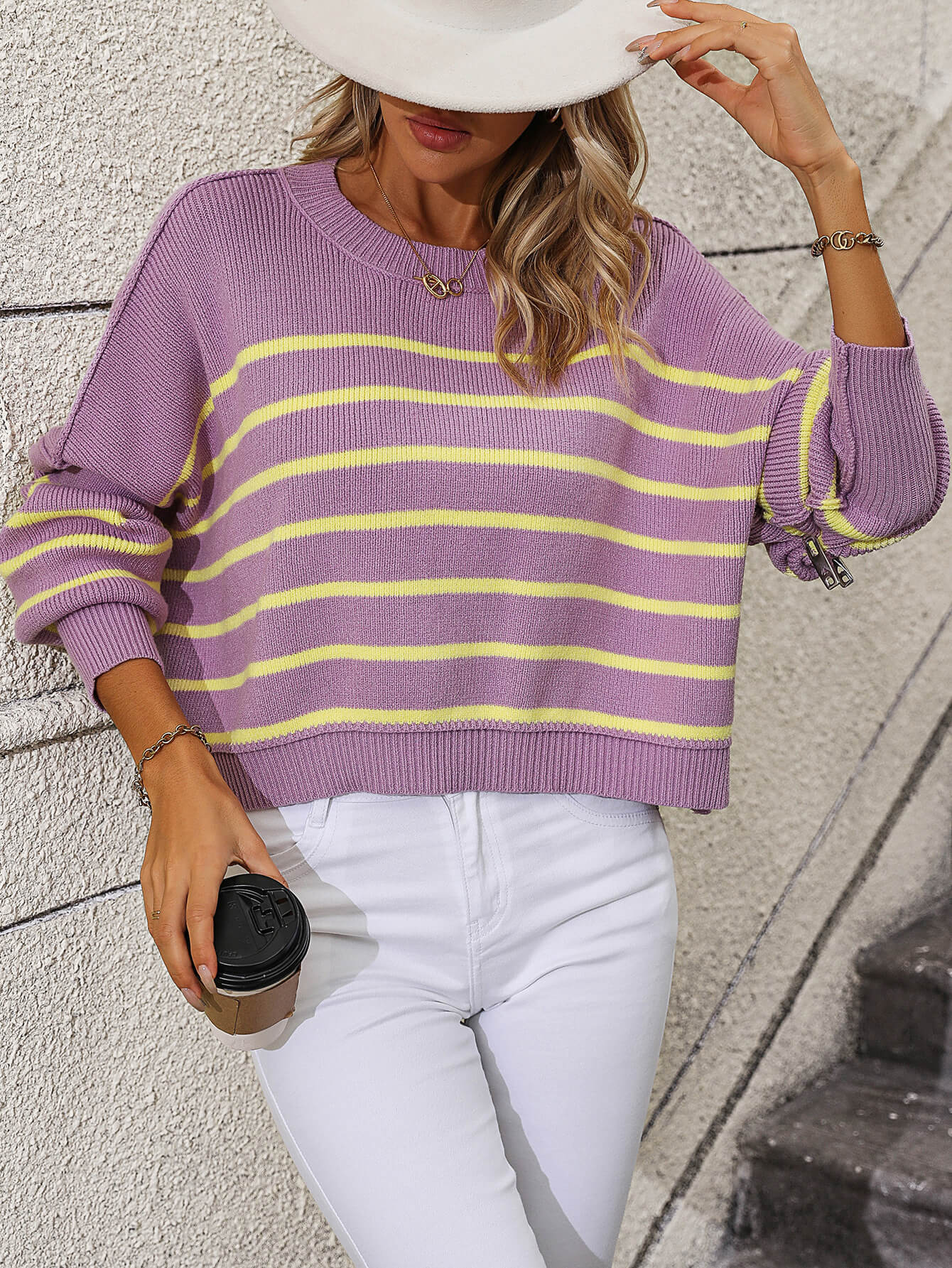 Talilah Stripe Knit Top - Lavender - Image 6