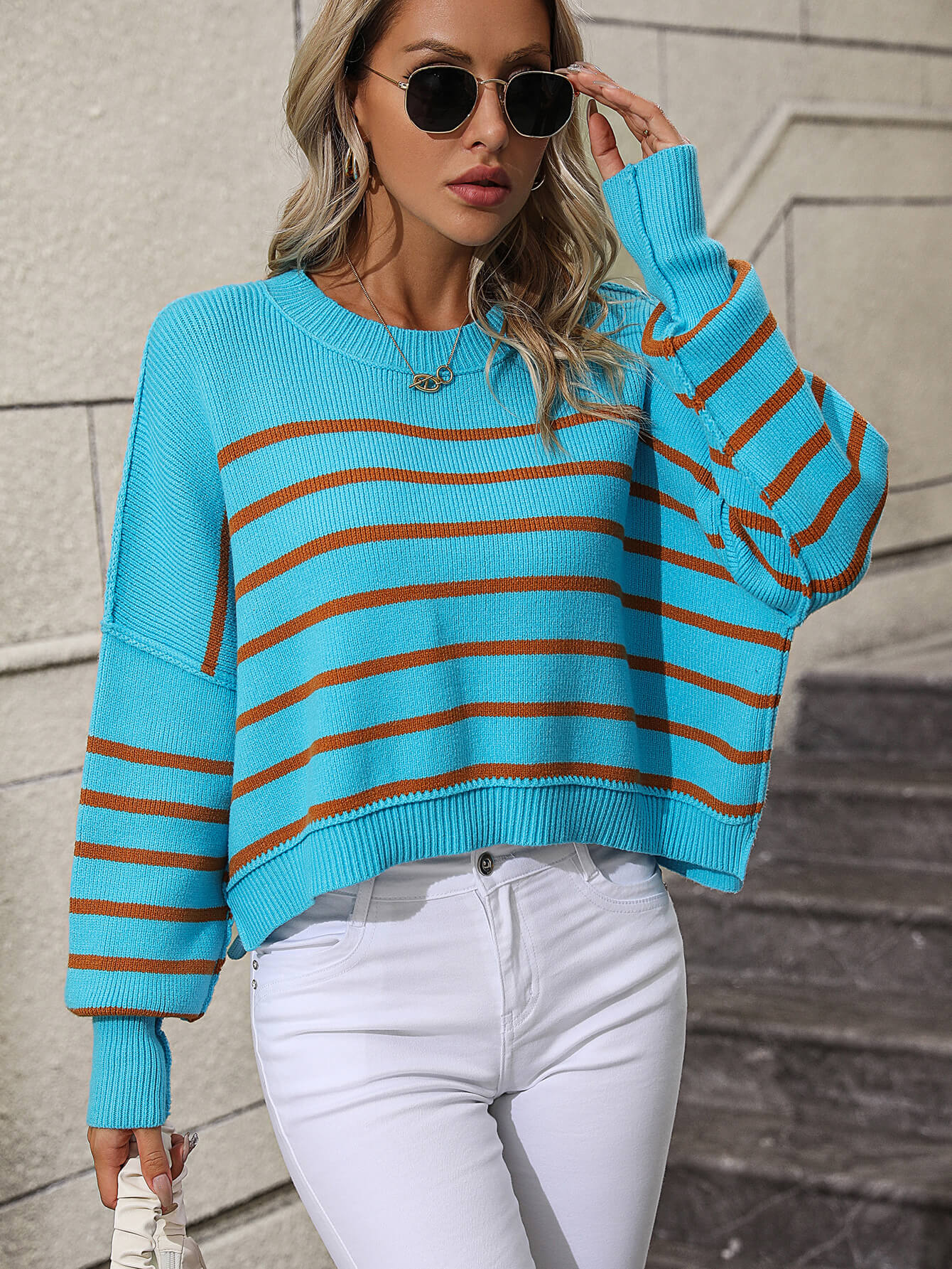 Talilah Stripe Knit Top - Turquoise - Image 5