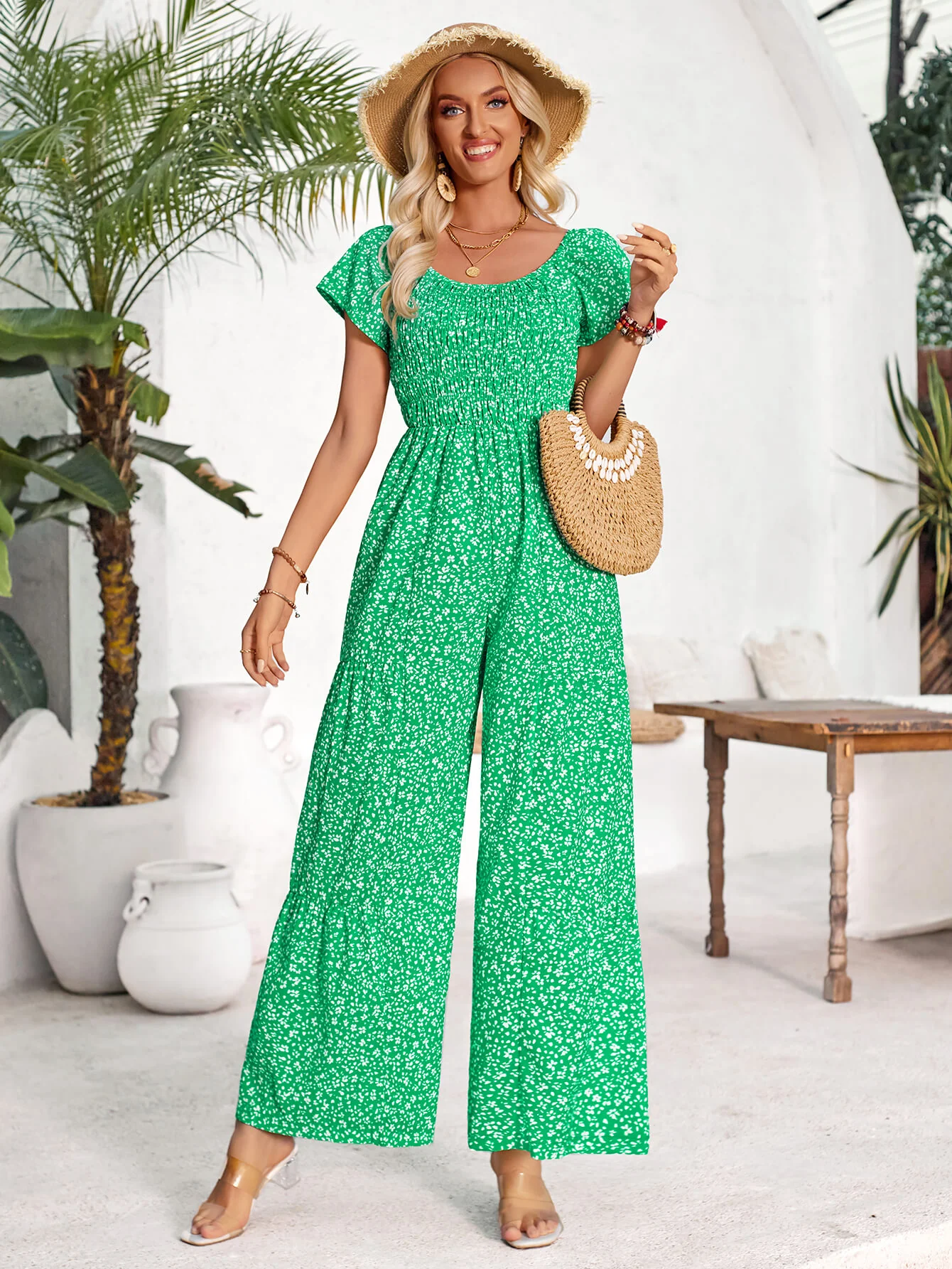 Tammy Off-Shoulder Jumpsuit - Green - Image 5