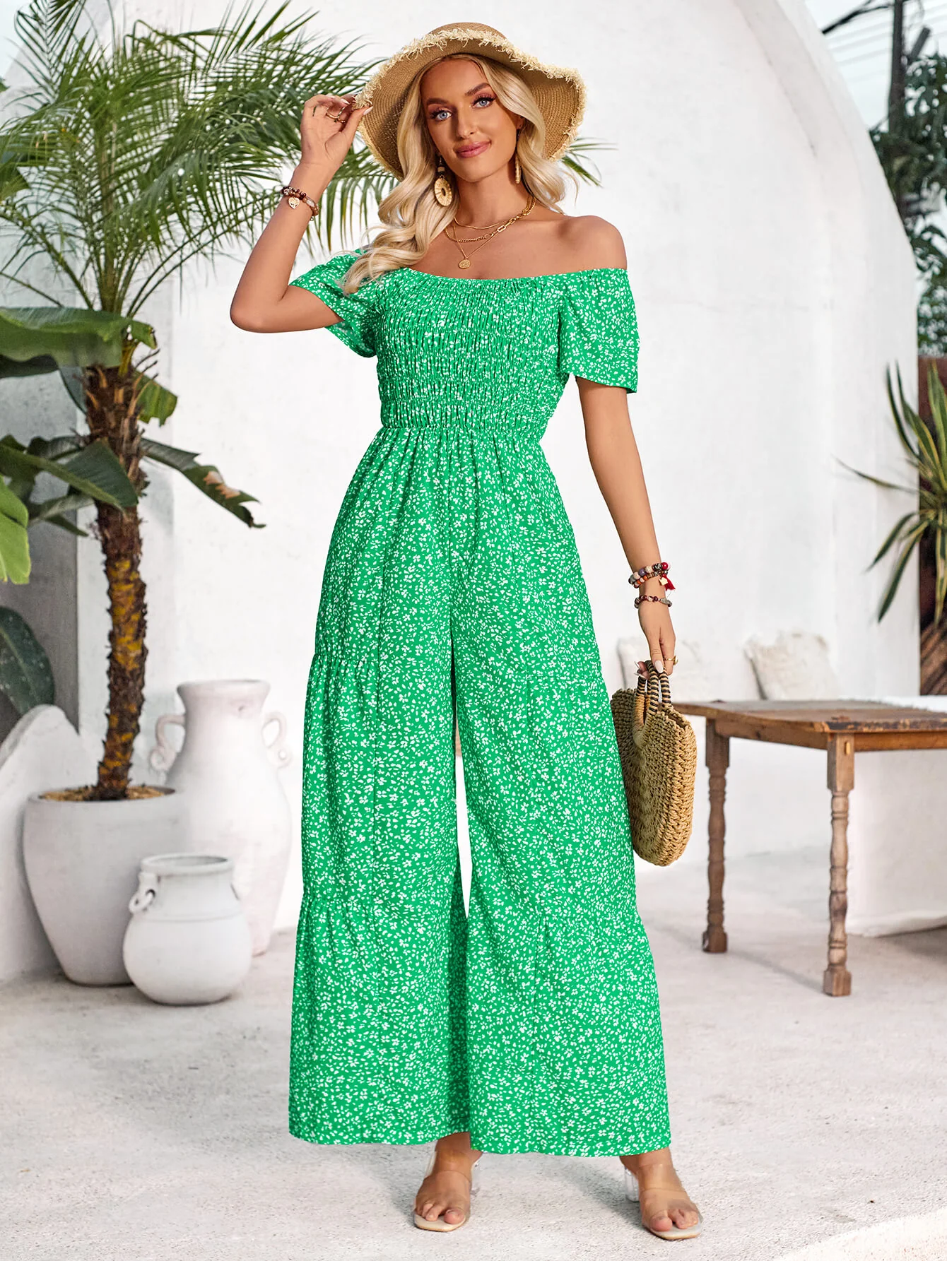Tammy Off-Shoulder Jumpsuit - Green - Image 6