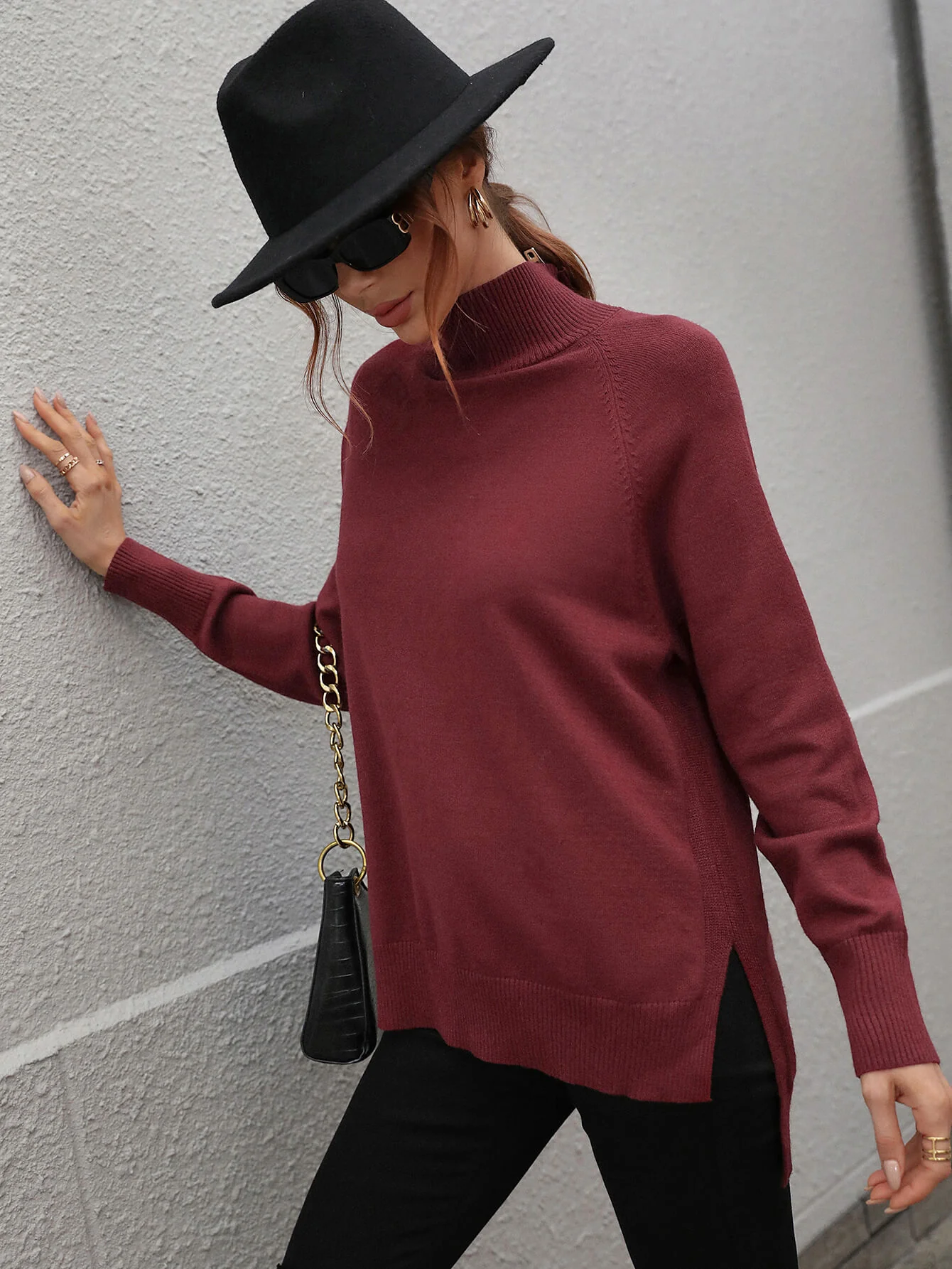 TAY KNIT JUMPER - CLARET - Image 2