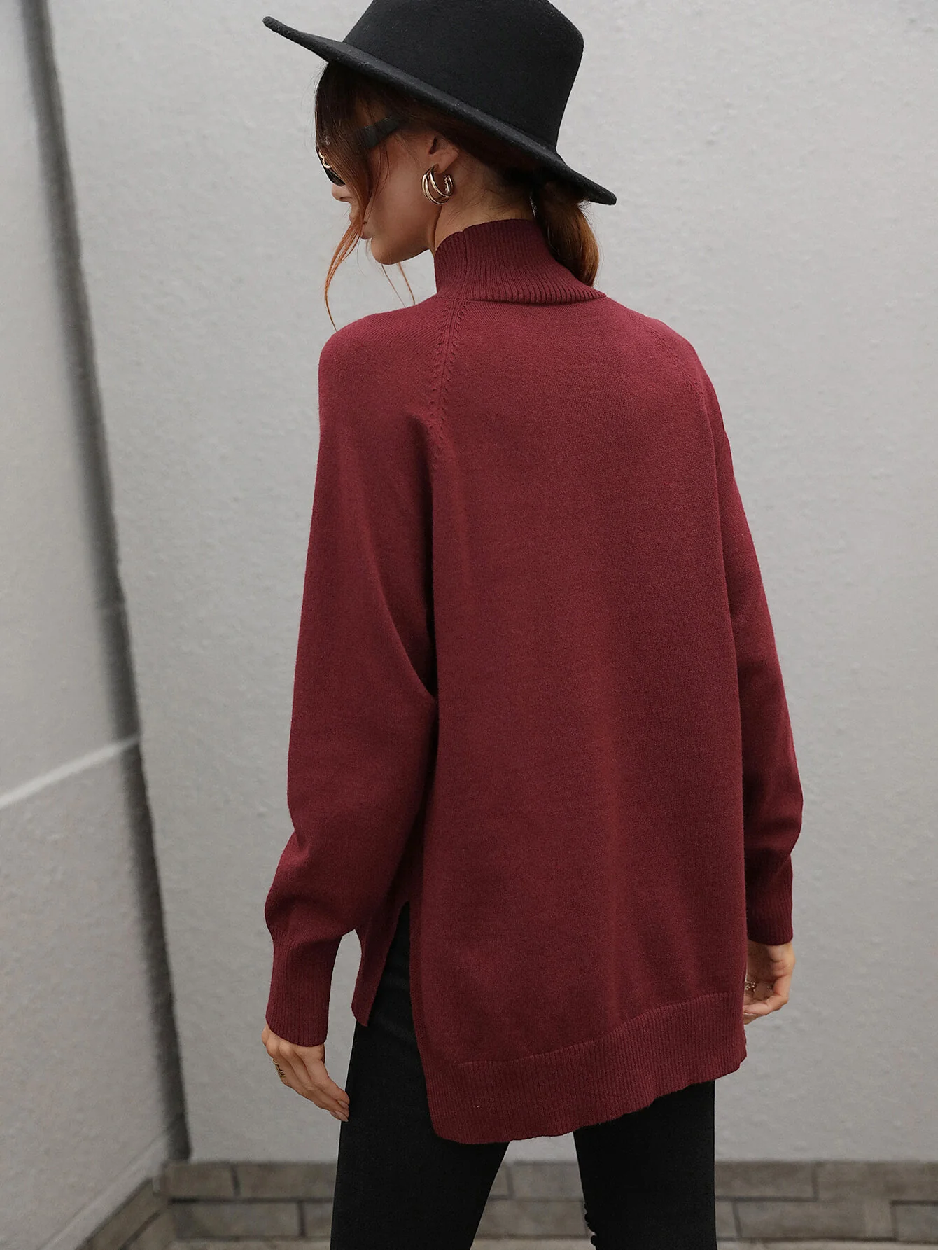 TAY KNIT JUMPER - CLARET - Image 3