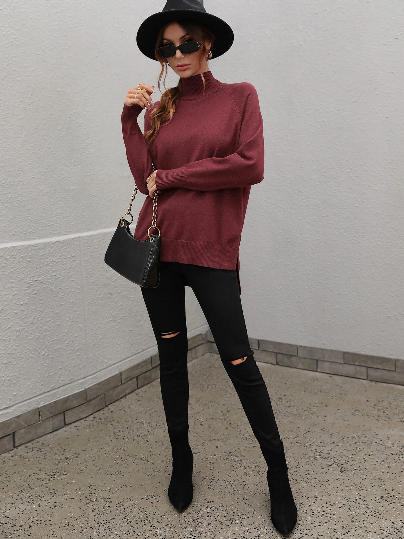 TAY KNIT JUMPER - CLARET - Image 4