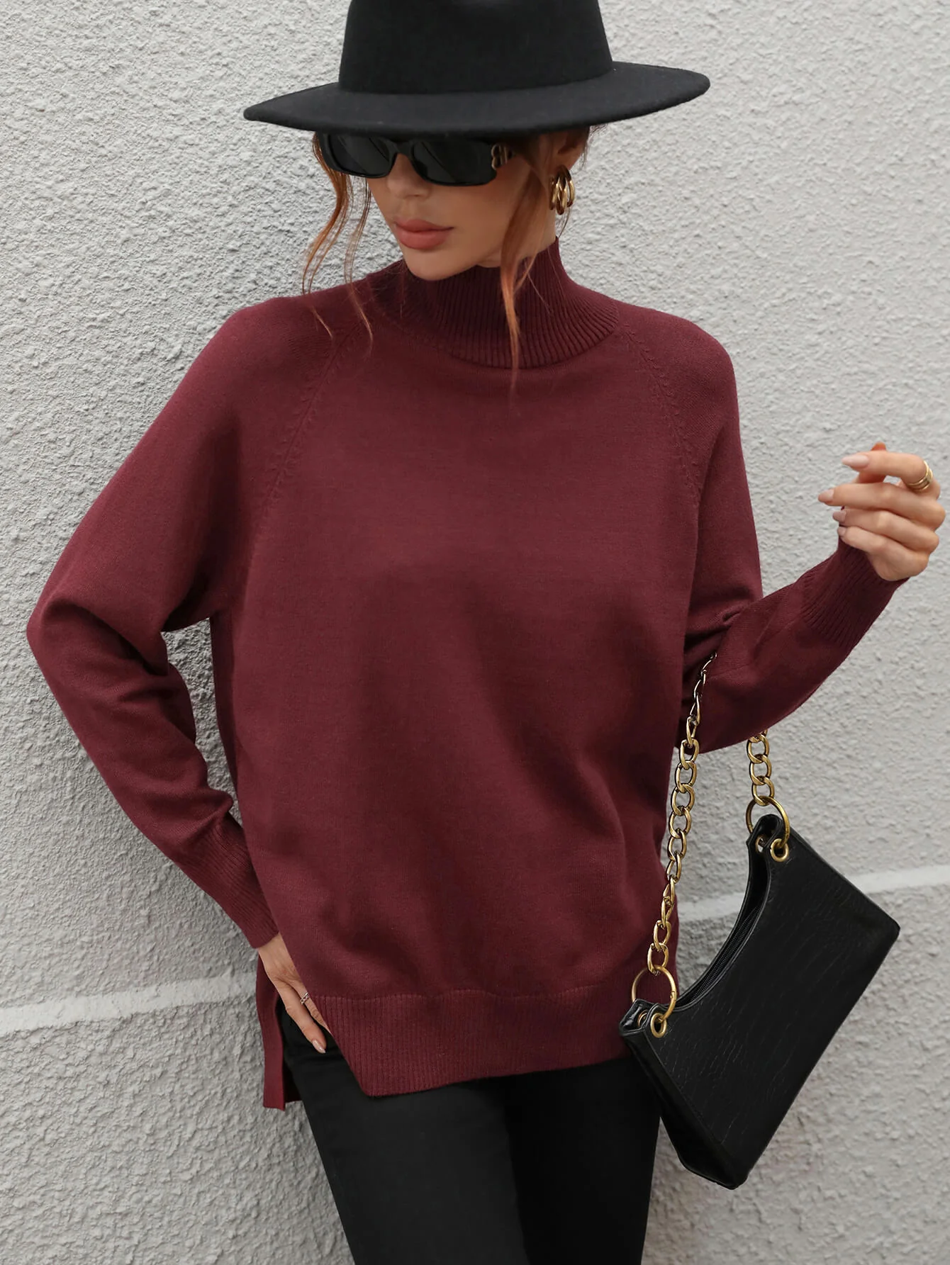 TAY KNIT JUMPER - CLARET - Image 5