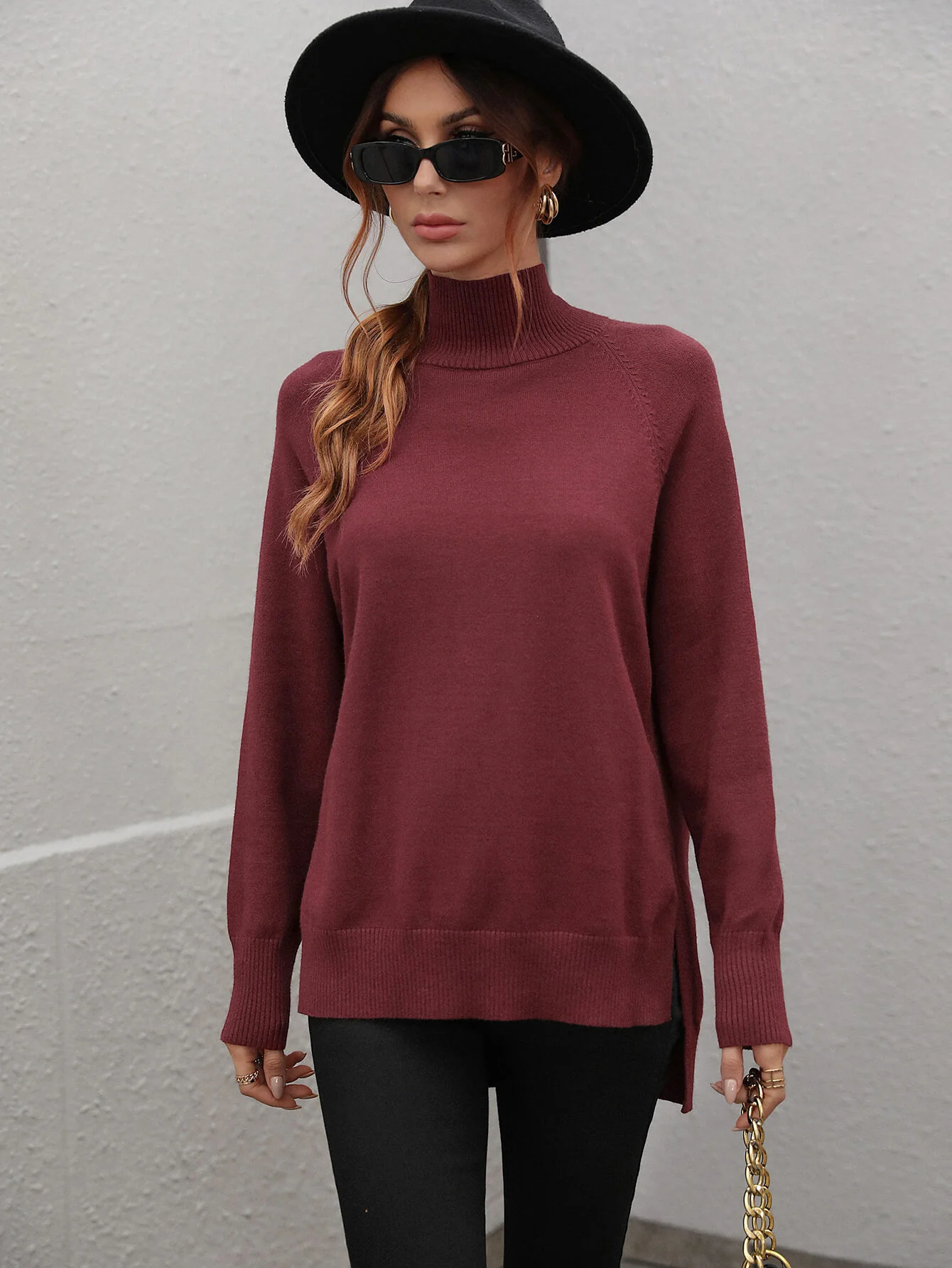 TAY KNIT JUMPER - CLARET - Image 6