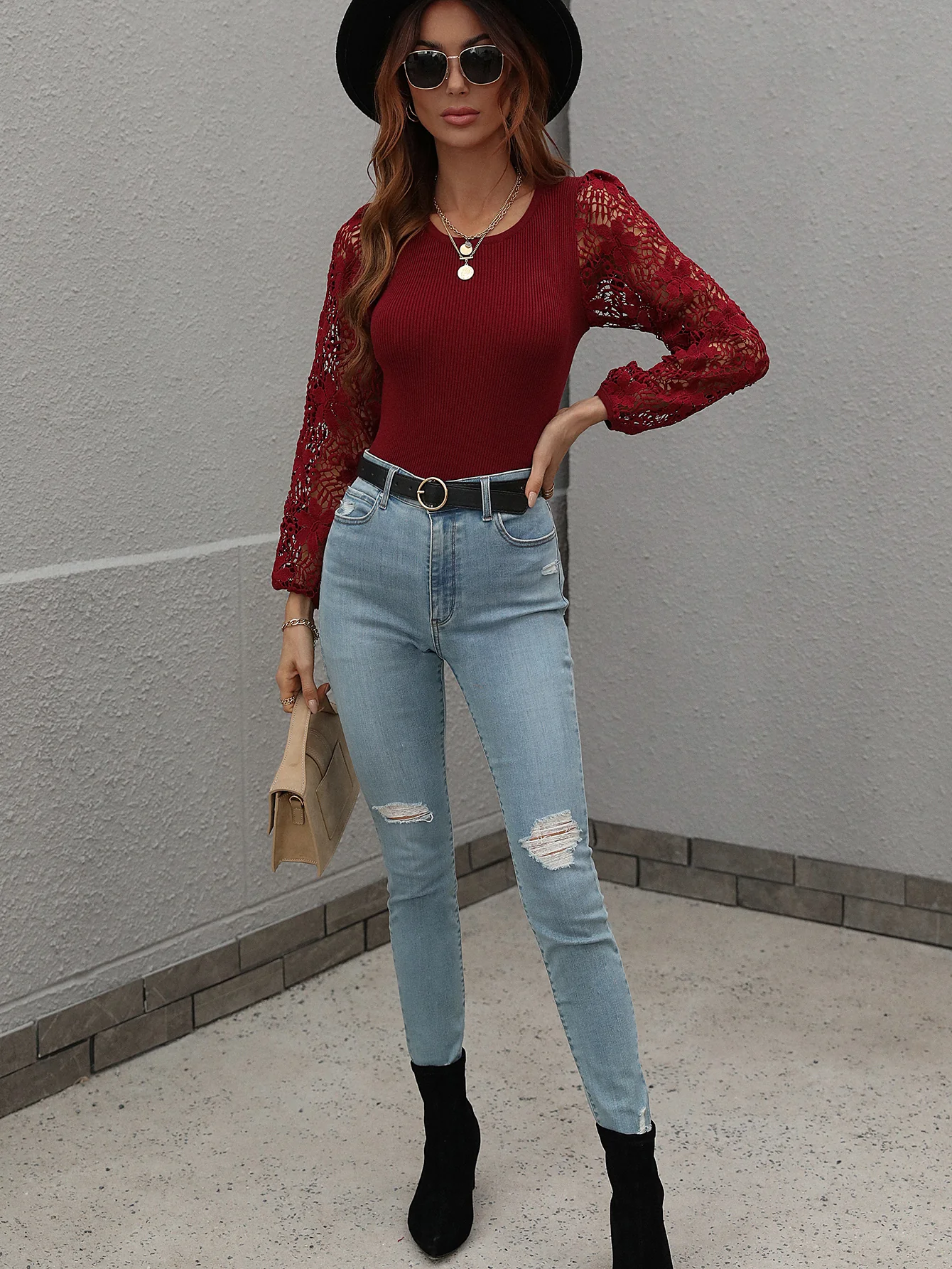 TAYLA KNIT TOP - CLARET