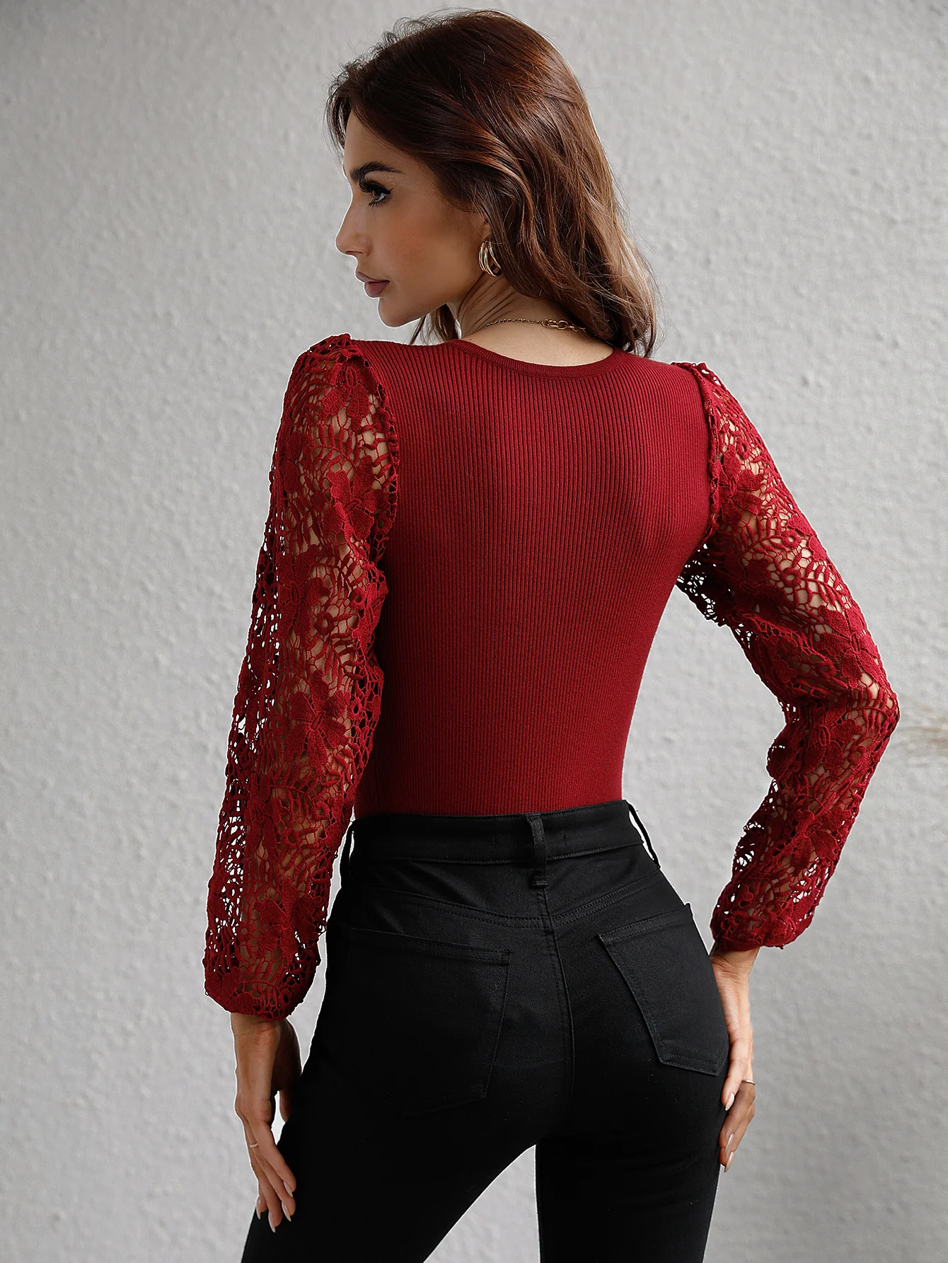 TAYLA KNIT TOP - CLARET - Image 3