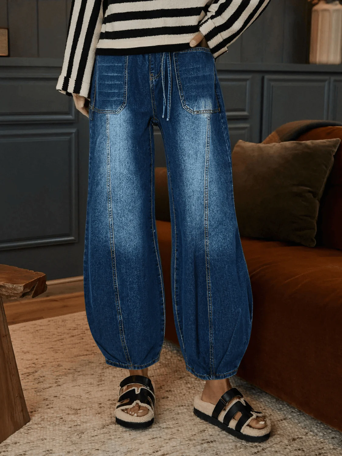 Teien Rigid Pintuck Barrel Jeans - denim - Image 4