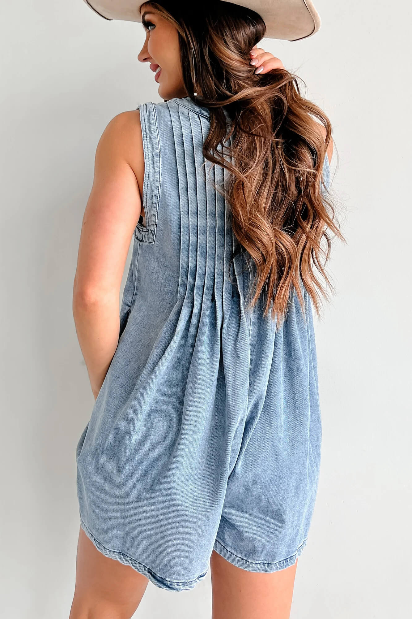Texas Babydoll Denim Romper - Blue - Image 6