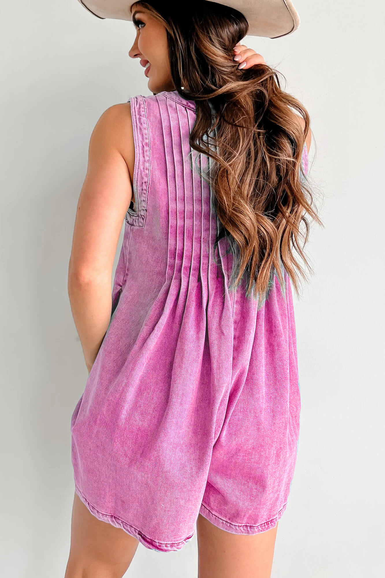 Texas Babydoll Denim Romper - Pink - Image 3