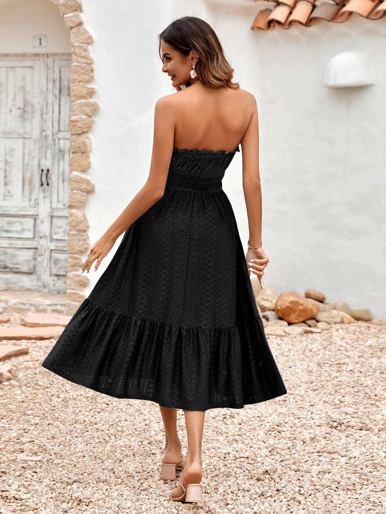 THE NEW YOU STRAPLESS LACE MIDI DRESS - BLACK - Image 4