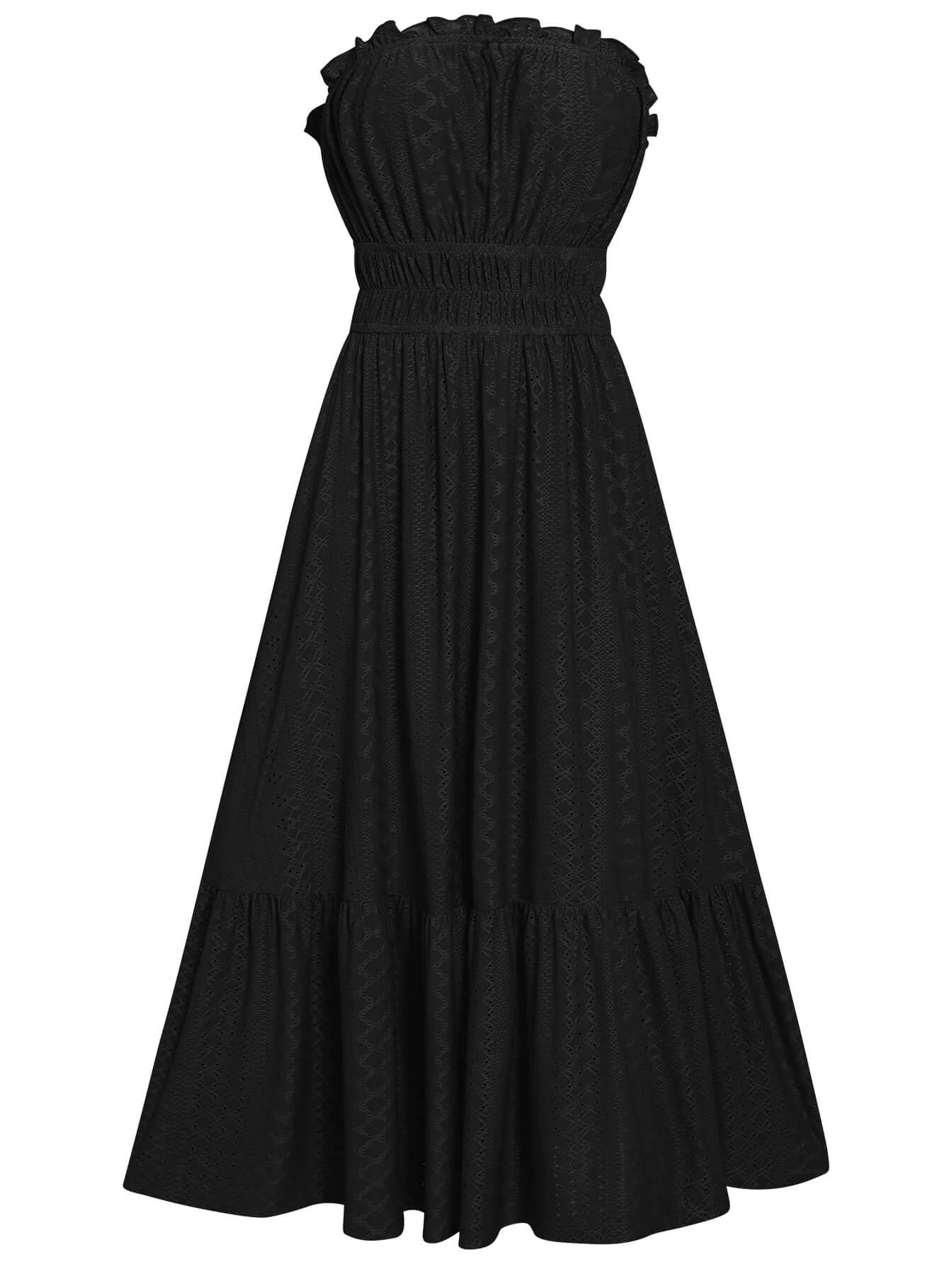THE NEW YOU STRAPLESS LACE MIDI DRESS - BLACK - Image 6