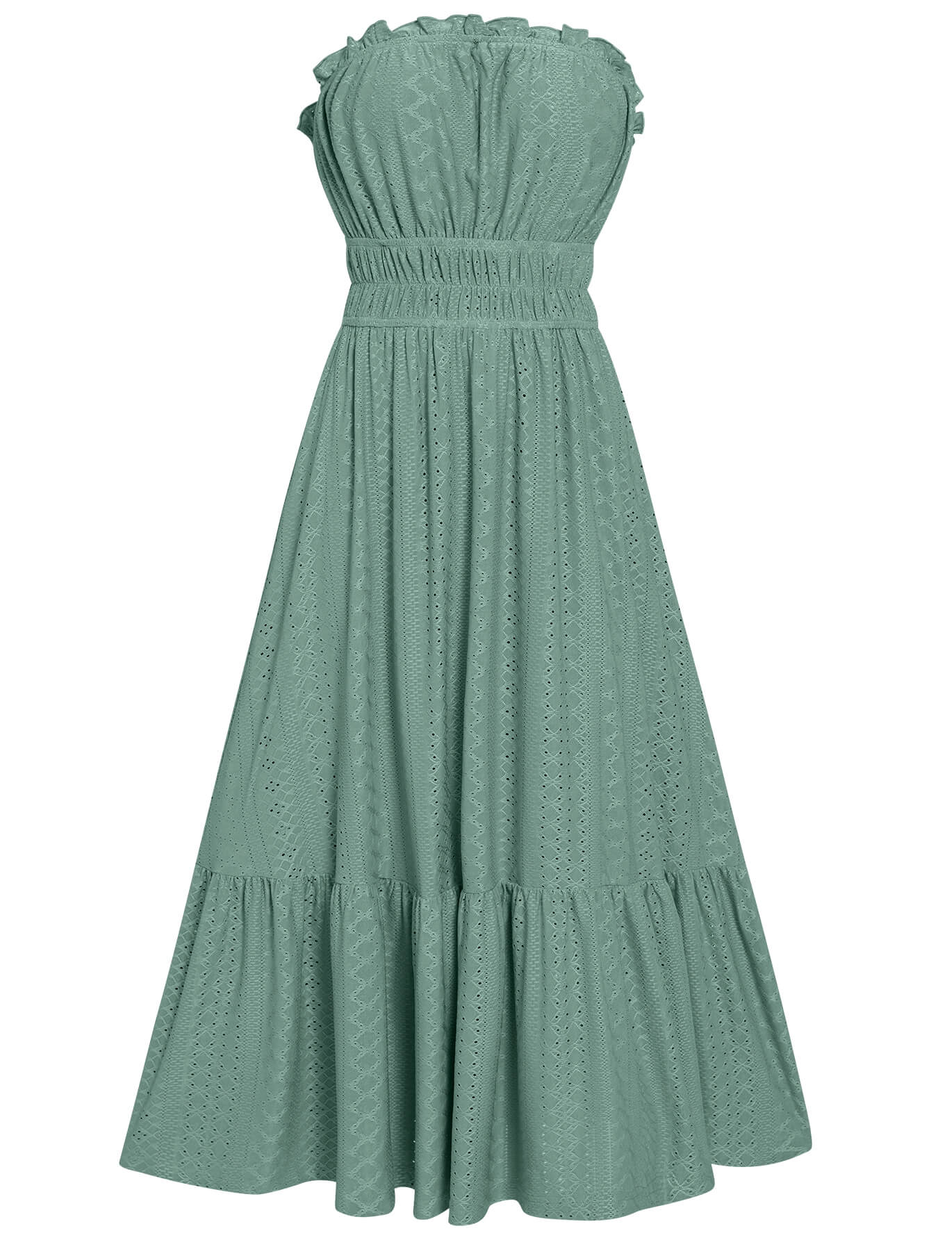 THE NEW YOU STRAPLESS LACE MIDI DRESS - SAGE - Image 6