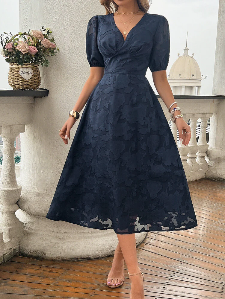 Theadora Puff Short Sleeve Midi Dress - Image 3