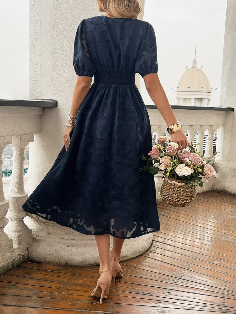 Theadora Puff Short Sleeve Midi Dress - Image 6
