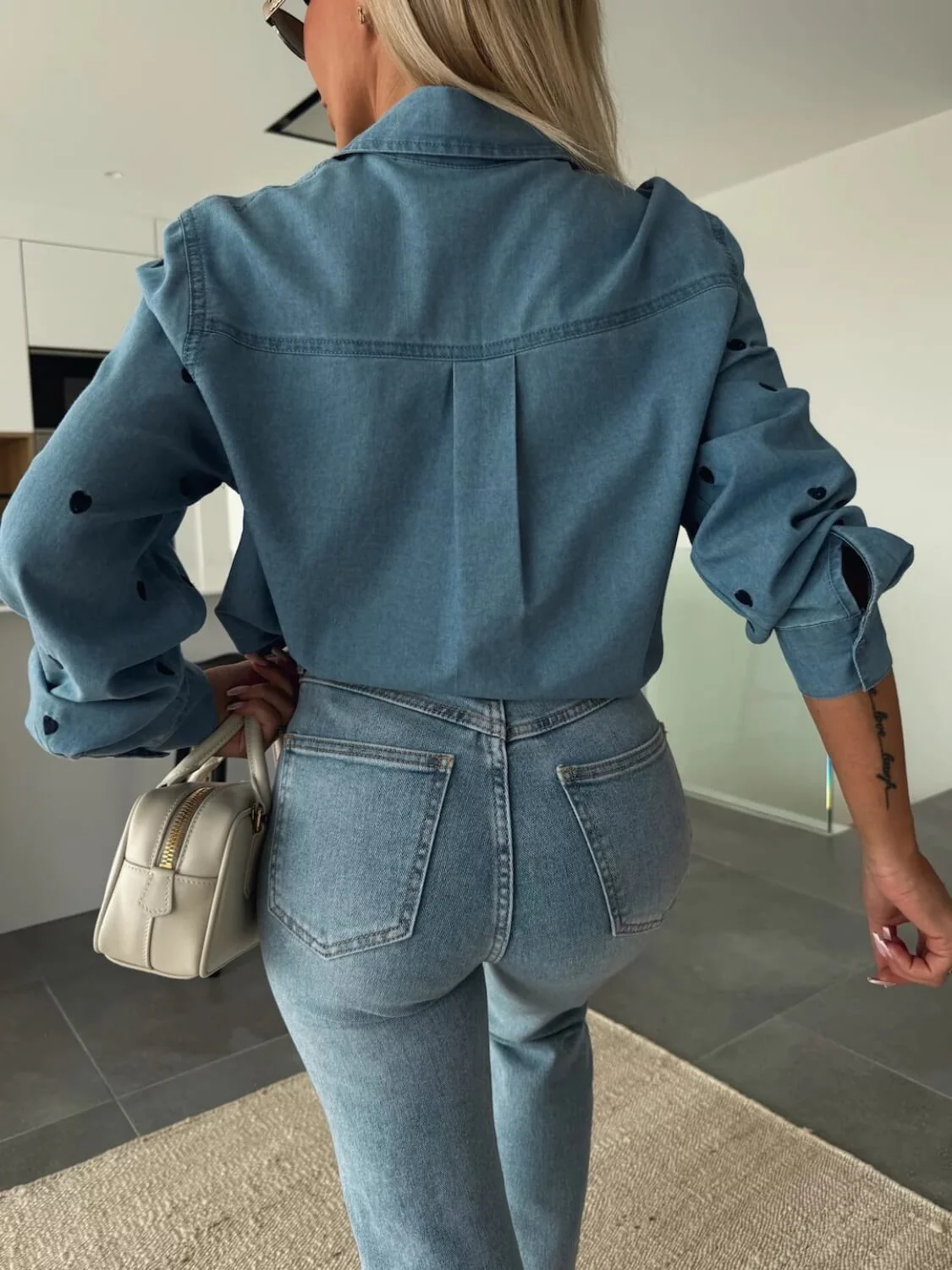 Tied In Love Denim Shirt - Blue - Image 4