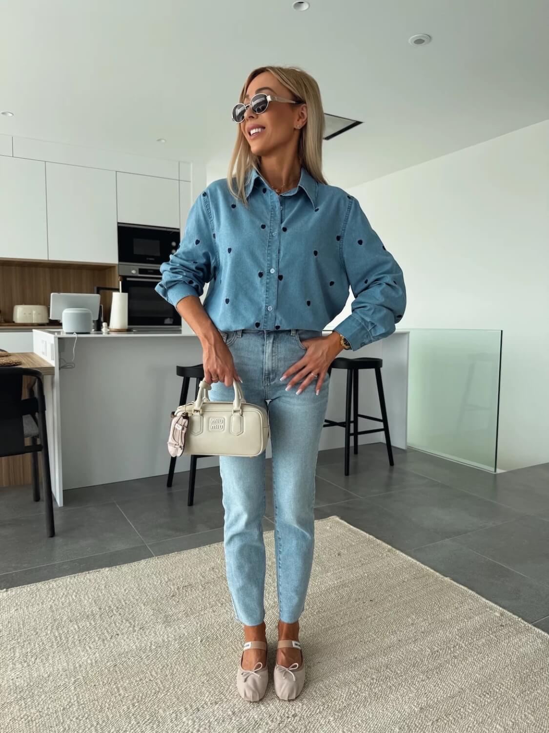 Tied In Love Denim Shirt - Blue - Image 5