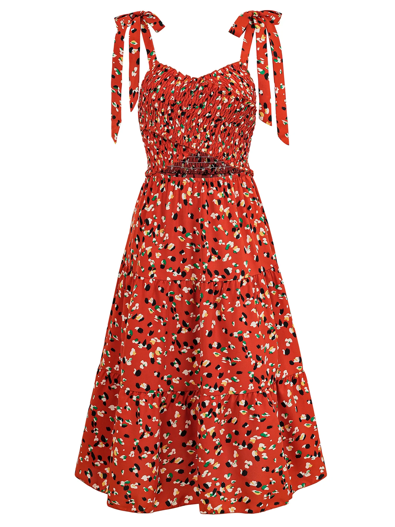 Timeless Beauty Cutout Floral Midi Dress - Brick - Image 7