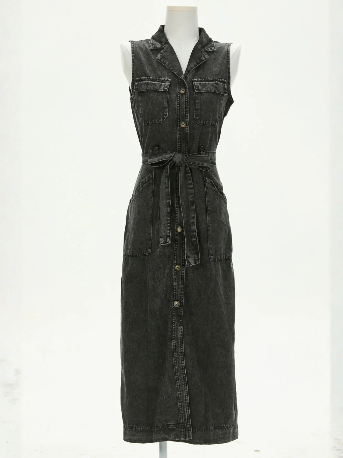 Timko Waist Tie Denim Mini Dress - black - Image 5