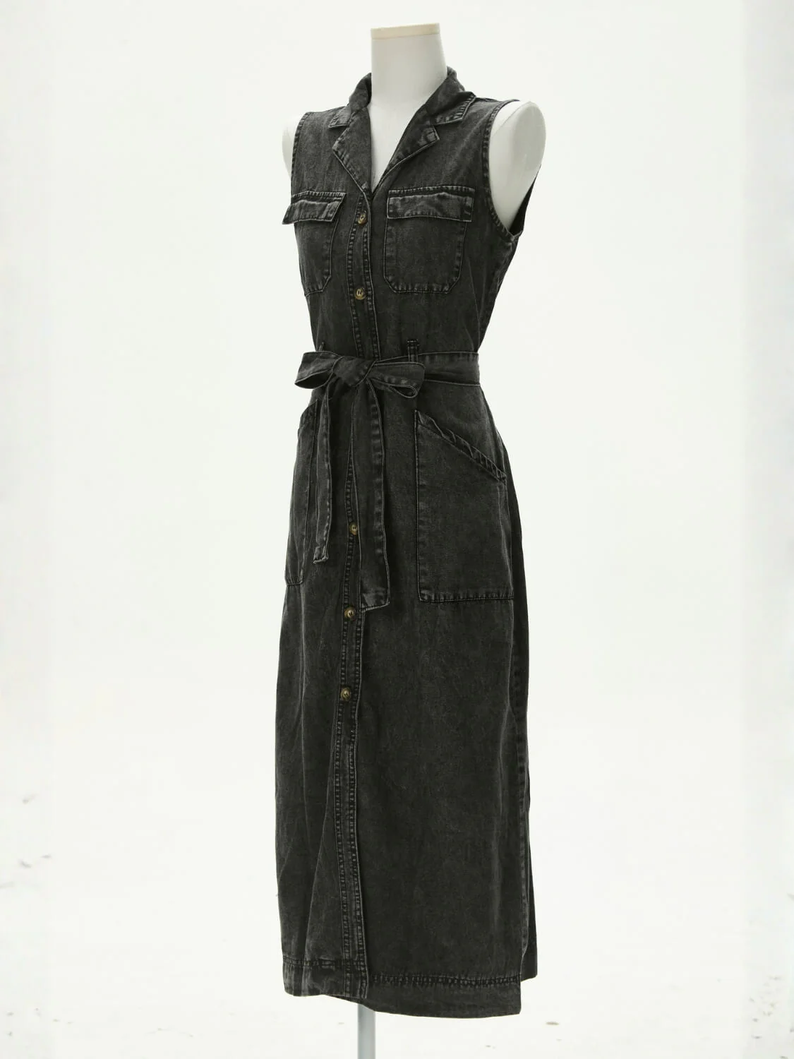 Timko Waist Tie Denim Mini Dress - black - Image 7
