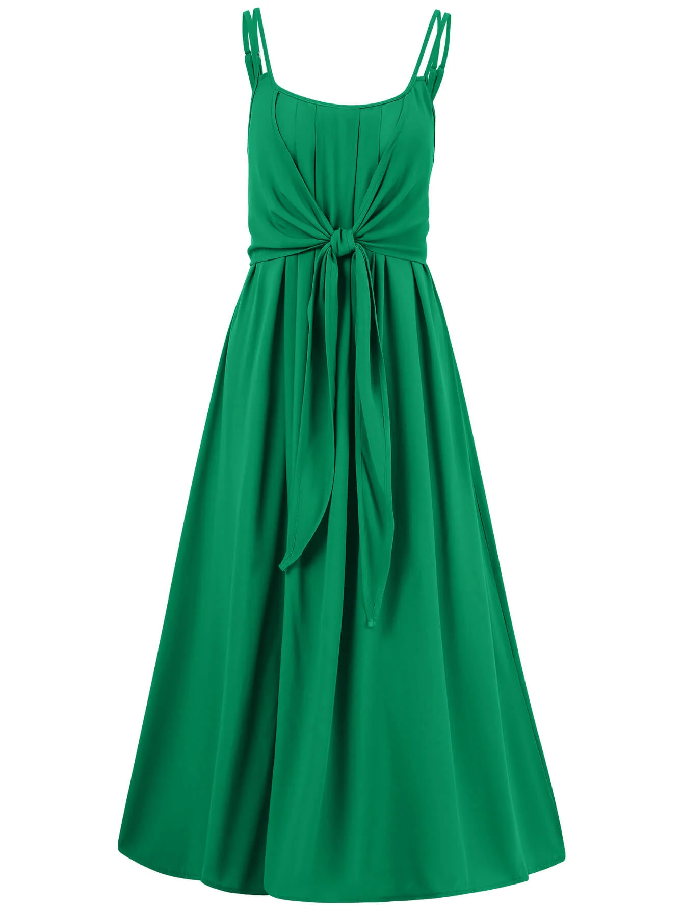 Touch Of Lawn Front Tie Midi Dress - Green - Image 6