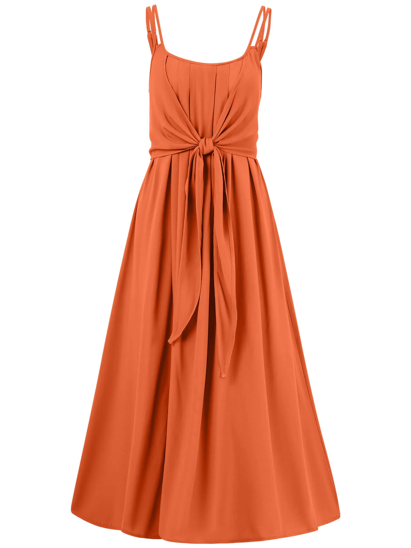 Touch Of Lawn Front Tie Midi Dress - Orange - Image 6