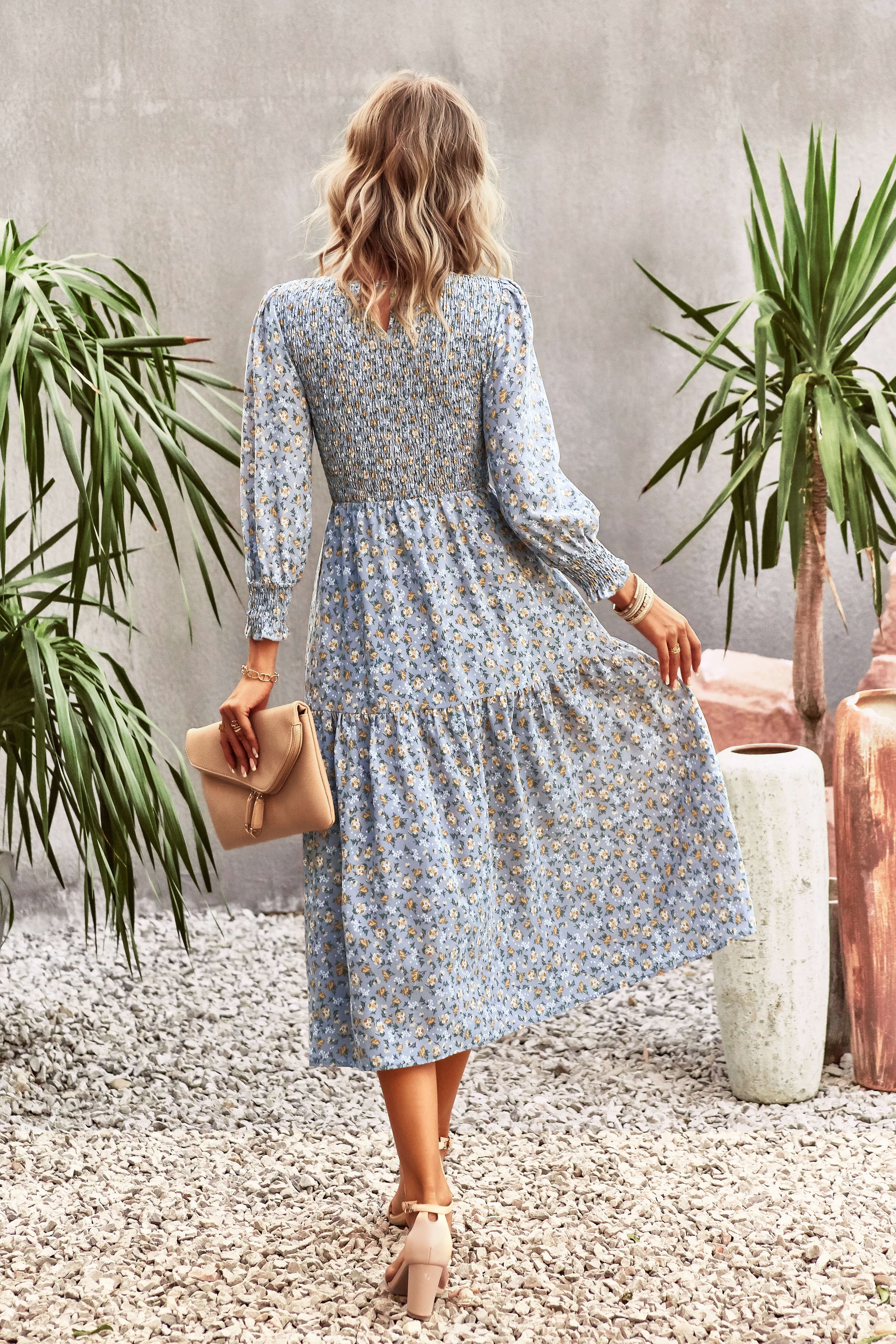 TRADING PLACES FLORAL MIDI DRESS - BLUE - Image 2